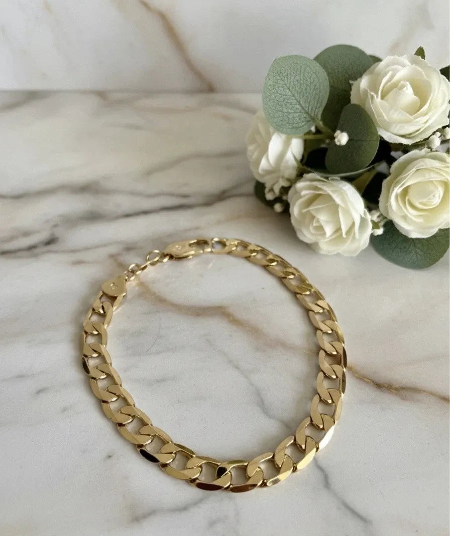  18k Yellow Gold Plated men's bracelet on marble 