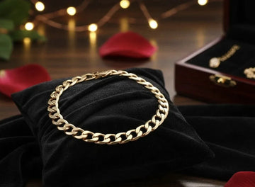  18k Yellow Gold Plated men's bracelet on black pillow