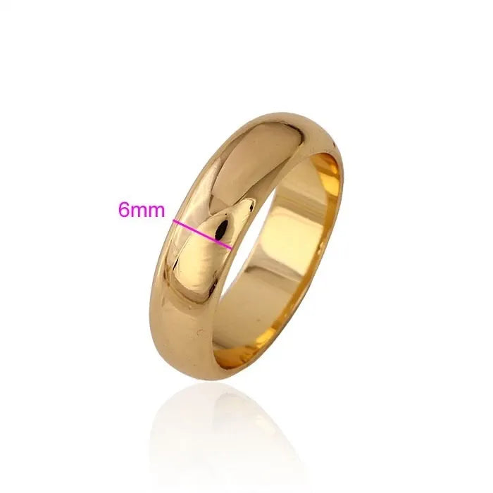 Classic plain 6mm gold wedding ring for men and women