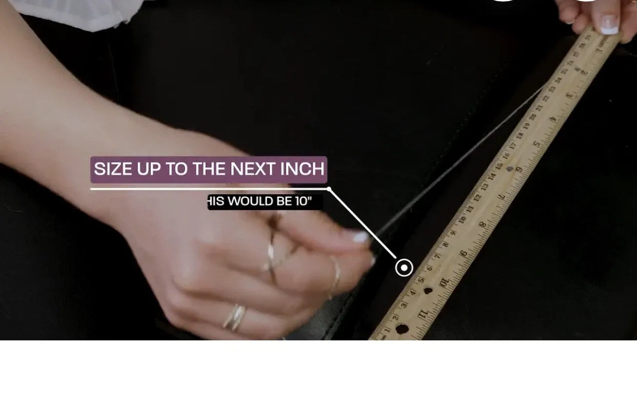 Measuring a foot with a ruler and text indicating to size up to the next inch.