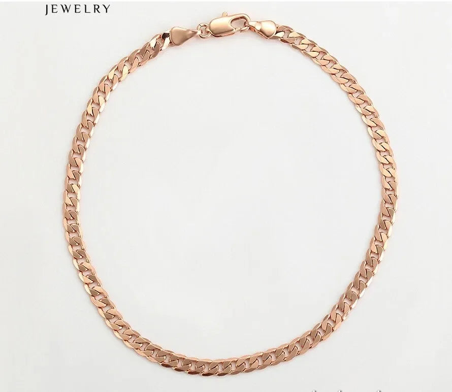 Rose gold chain Anklets on a light gray background with 'JEWELRY' text above.