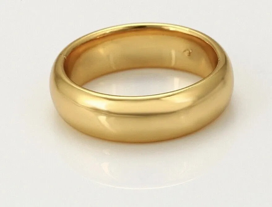 24ct yellow gold plated 6mm wide wedding band UK sizes
