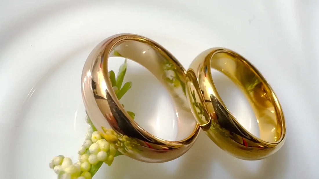 D shaped yellow gold plated 6mm wedding band UK sizes
