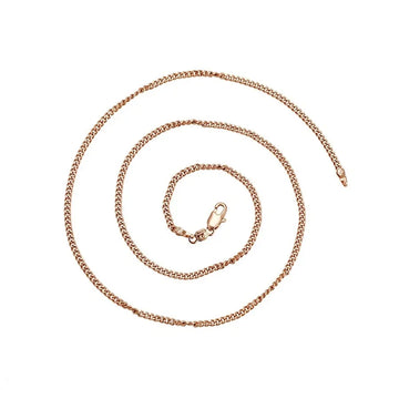 Rose gold chain necklace on a white background
